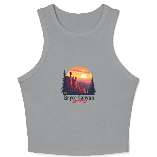 Bryce Canyon National Park Retro Illustraion V 02 Crop Tank Top