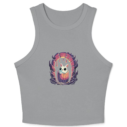 Cute Dungeon Bunny in a Barrel Crop Tank Top