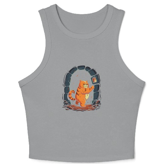 Funny Chubby Red Dungeon Cat Crop Tank Top