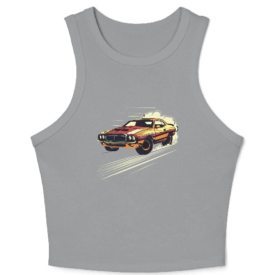 Classic Muscle Car in Action Crop Tank Top