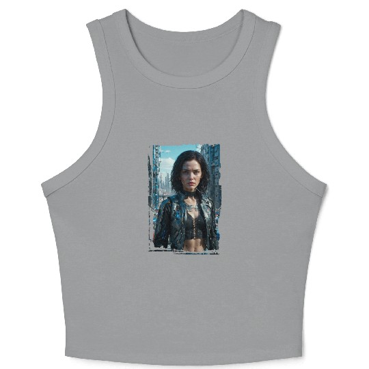Portrait of a sci-fi cyberpunk girl Crop Tank Top