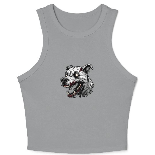 White Zombie Dog Head Crop Tank Top