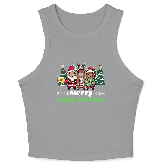 Merry Cap-Gnome Capybara Christmas Crop Tank Top