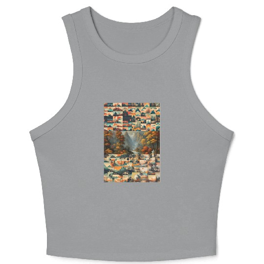 Colorful Mountain Forest Crop Tank Top