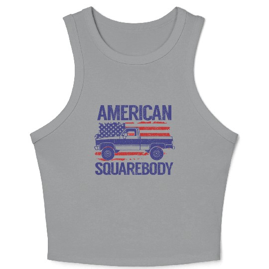 Classic C10 American Square Body Truck USA Flag Crop Tank Top