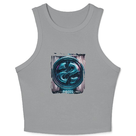 Zodiac sign Pisces in cyberpunk era Future Crop Tank Top