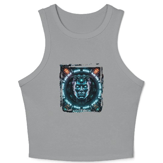 Zodiac sign Aquarius in cyberpunk era Future Crop Tank Top