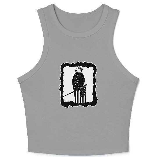 Framed Eagle On Flag Pole LIKE US ON FACEBOOK # Crop Tank Top