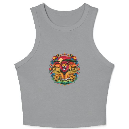 Majestic African Lion Safari Adventure Crop Tank Top