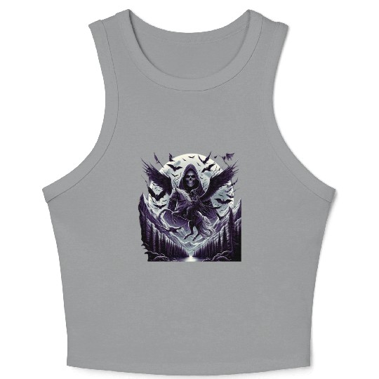 Black Gothic Death with Evil Spirit Crop Tank Top
