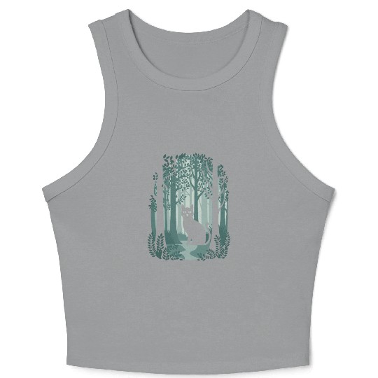 Cottagecore enchanting Forest Cat Crop Tank Top
