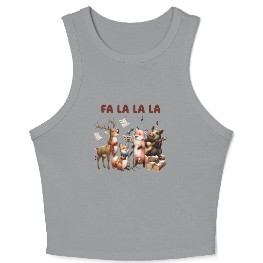 Fa La La La Woodland Choir Christmas Vibes Crop Tank Top