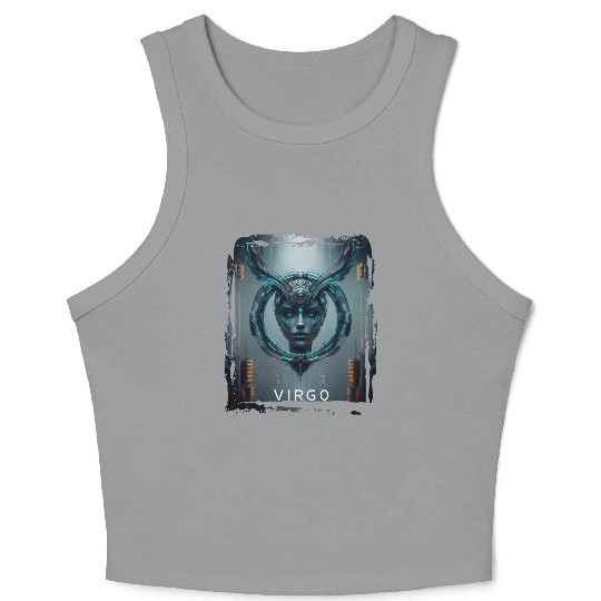 Zodiac sign Virgo in cyberpunk era Future Crop Tank Top
