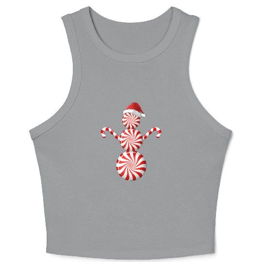 Funny Christmas Crop Tank Top Peppermint Candy Snowman