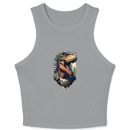 Tyrannosaurus style - Cool Raptor in Jacket Crop Tank Top