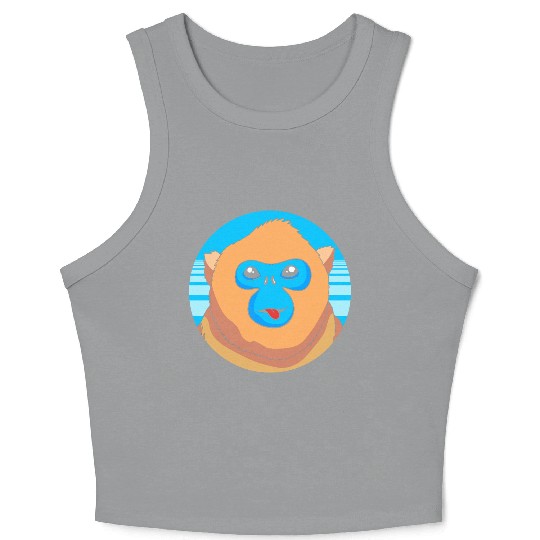 Monkey Lover Cute Snub Nosed Monkey Face Crop Tank Top