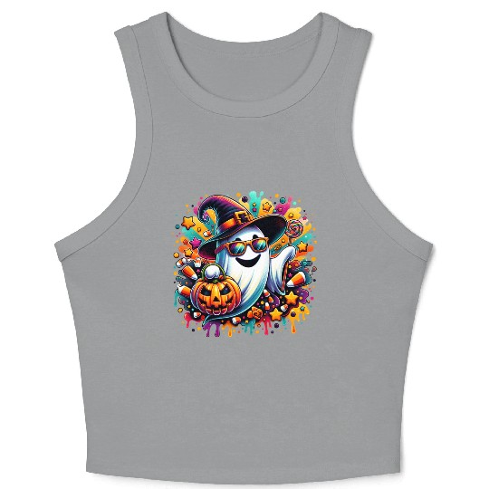 Ghost Halloween Crop Tank Top, Halloween Crop Tank Top