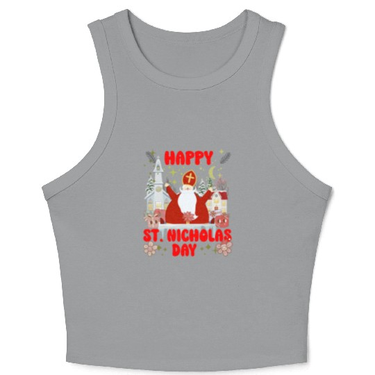 Happy saint Nicholas dayretro logo Crop Tank Top