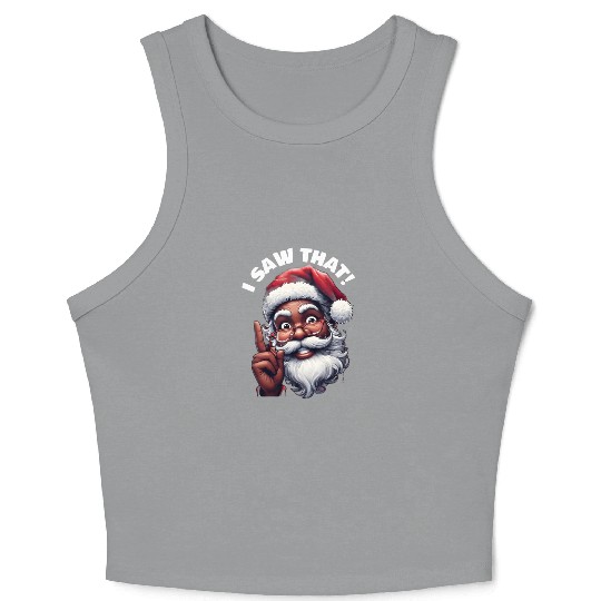Santa's Watching Festive African American Santa Crop Tank Top