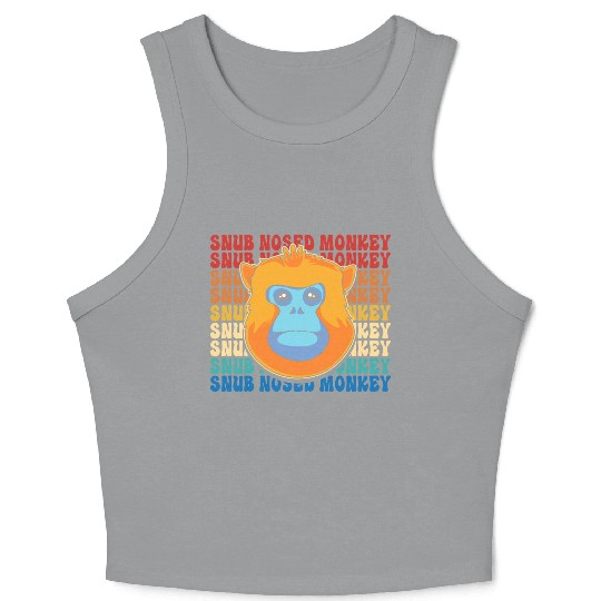 Retro Golden Snub Nosed Monkey Cute Monkey Face Crop Tank Top