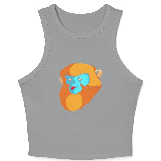 Cute Monkey Face Golden Snub Nosed Monkey Lover Crop Tank Top
