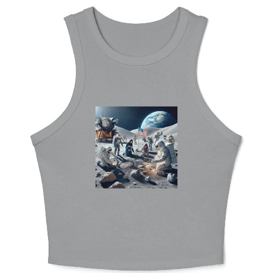 Earth People on Moon Crop Tank Top