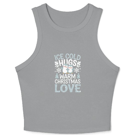 Ice Cold Hugs Warm Christmas Love Penguin Crop Tank Top