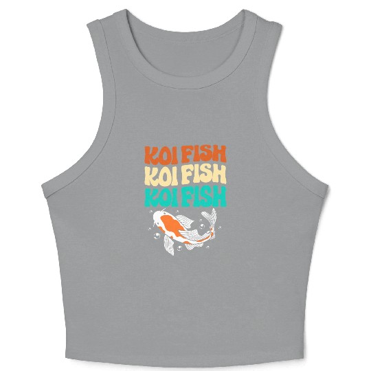 Retro Colorful Koi Fish Japanese Koi Carp Fish Crop Tank Top