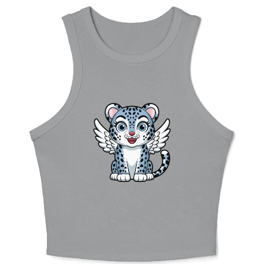 Blue tiger cat with angel wings dreamlike Crop Tank Top