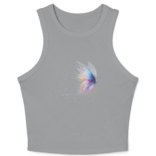 Magical Colorful Butterfly Design Crop Tank Top