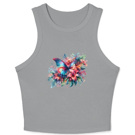 Magical Colorful Butterfly Design – Enchanting Art Crop Tank Top