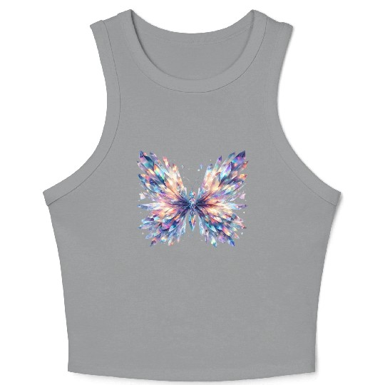 Magical Colorful Butterfly Design Crop Tank Top