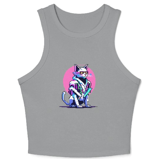 Cyberpunk Blade Cat Crop Tank Top
