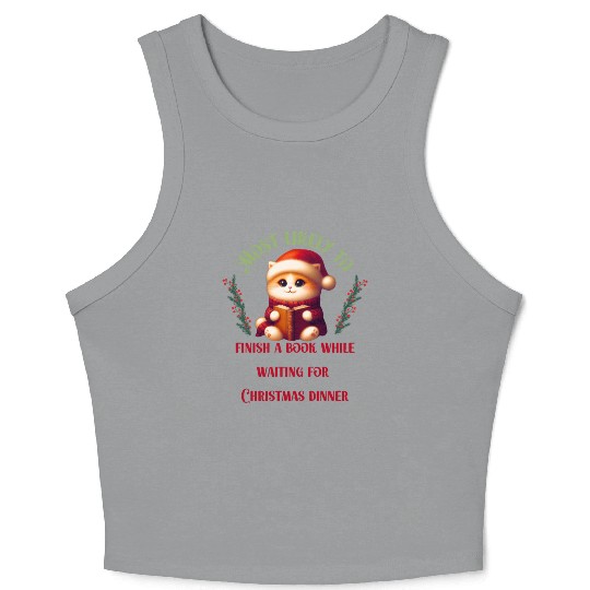 Most Likely To Christmas Bookish Quotes Crop Tank Top