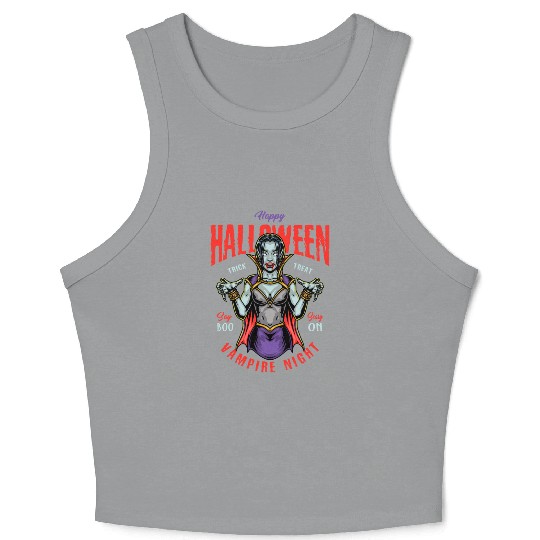 Halloween Vampire Night Crop Tank Top