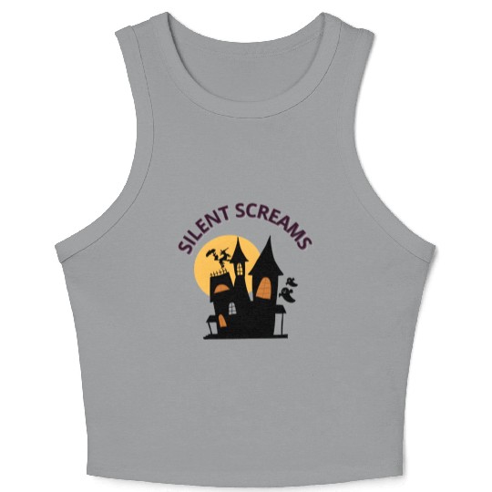 Whispers of the Haunted House Design Crop Tank Top