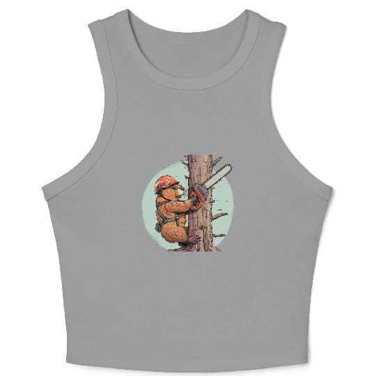 Beaver Lumberjack Chainsaw Crop Tank Top