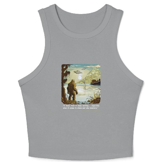 Funny Bigfoot Philosophy Loch Ness Monster UFOs Crop Tank Top