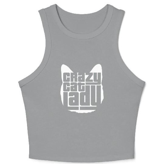 Crazy Cat Lady Text Love Saying Quote Weird Woman Crop Tank Top