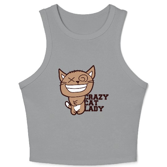 Crazy Cat Lady Text Love Saying Quote Weird Woman Crop Tank Top
