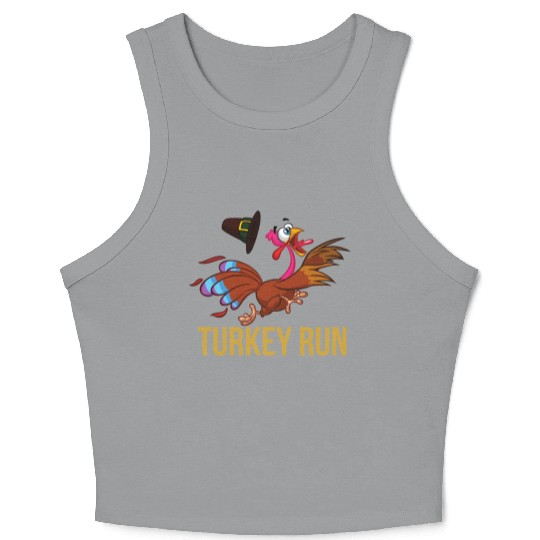 Turkey Run Costume Thanksgiving Running Turkey Crop Tank Top