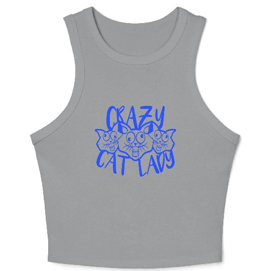 Crazy Cat Lady Text Love Saying Quote Weird Woman Crop Tank Top