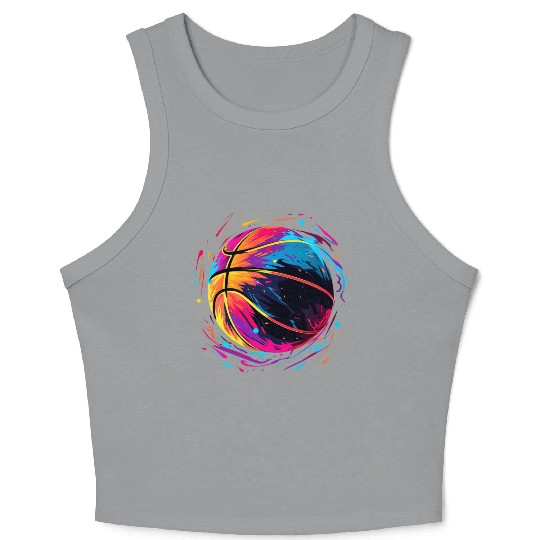 Retro Basketball Synthwave Crop Tank Top