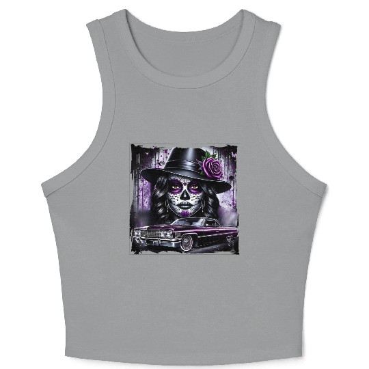 lowrider catrina Sugar skull Crop Tank Top