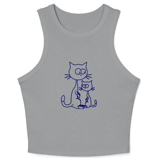 2 Curious Cats Looking Funny Mom Dad Little Kid Crop Tank Top