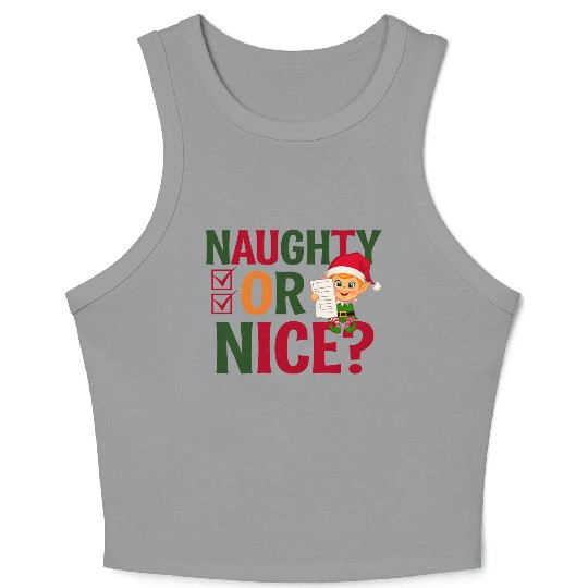 Naughty or Nice Elf Checklist Christmas Fun Crop Tank Top