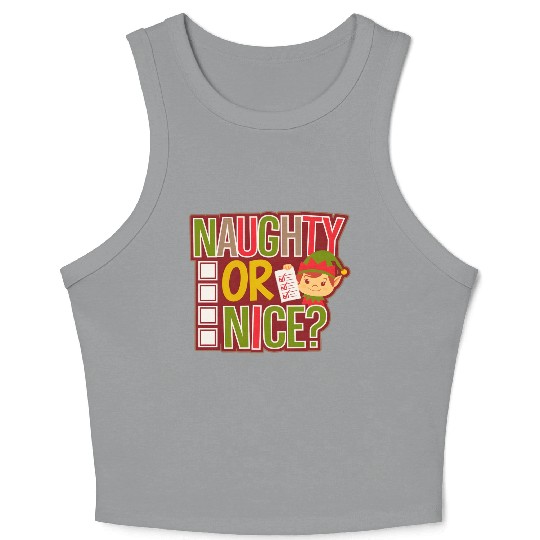Playful Elf Naughty or Nice Holiday Fun Crop Tank Top