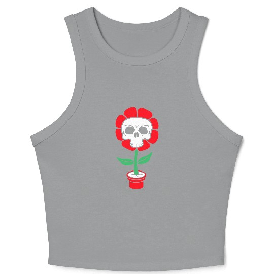 Evil Skull Flower Horror Halloween Skeleton Head Crop Tank Top