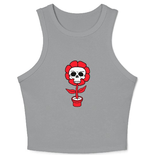 Evil Skull Flower Horror Halloween Skeleton Head Crop Tank Top
