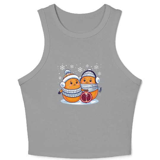 Cozy Winter Fruits: Oranges & Pomegranate Crop Tank Top